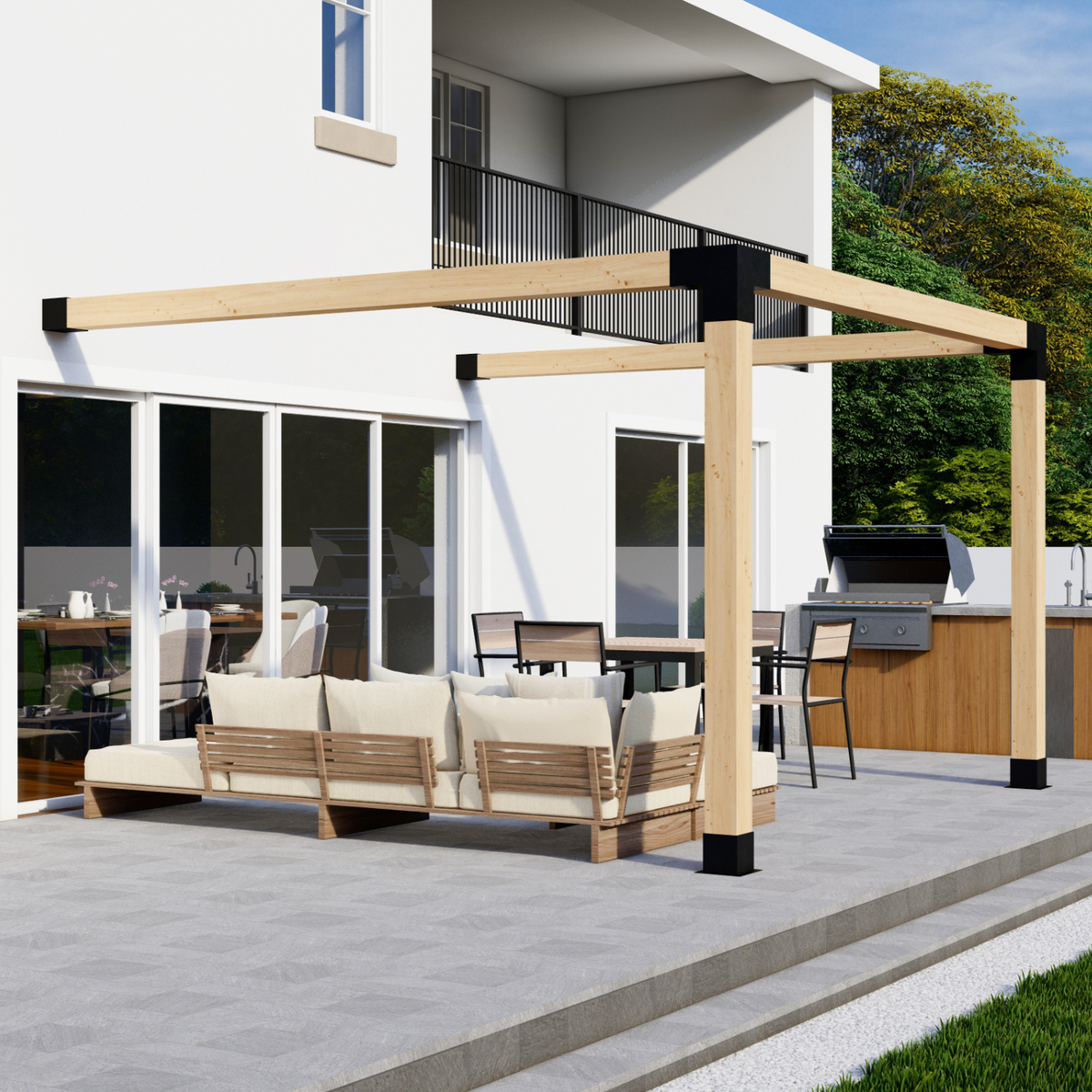 DIY Pergola Bracket Kit for an Attached Pergola Frame - Any Size Up to 12' x 12'.