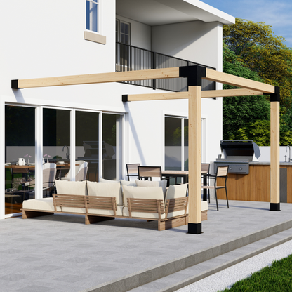 DIY Pergola Bracket Kit for an Attached Pergola Frame - Any Size Up to 12' x 12'.