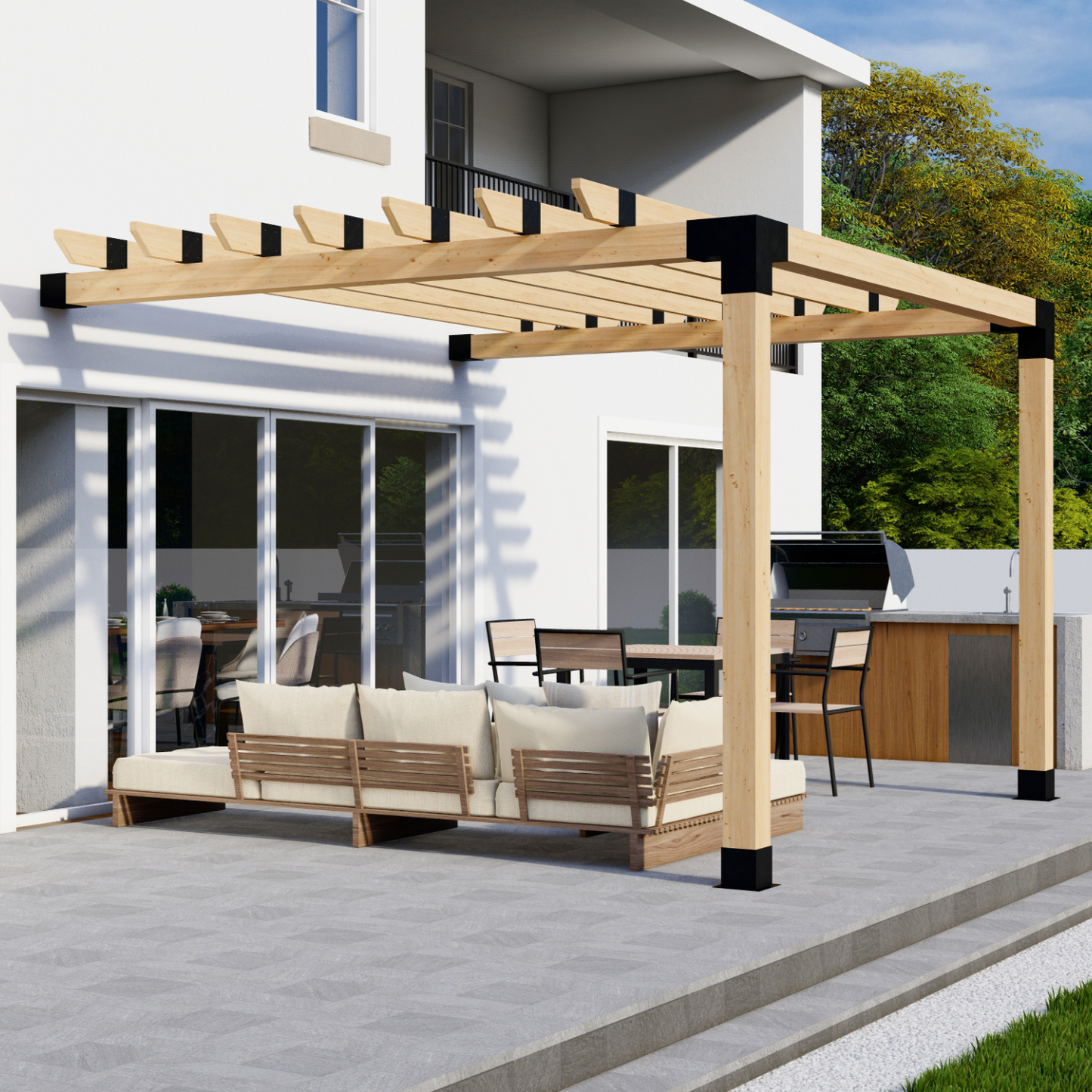 DIY Pergola Bracket Kit for an Attached Pergola With Roof Rafters - Any Size Up to 12' x 12'.