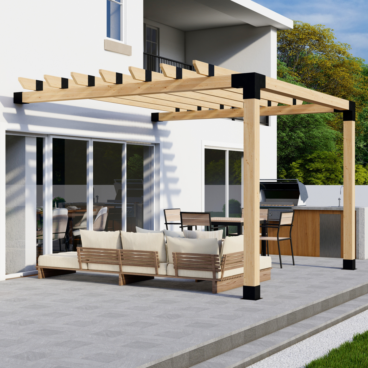 DIY Pergola Bracket Kit for an Attached Pergola With Roof Rafters - Any Size Up to 12' x 12'.