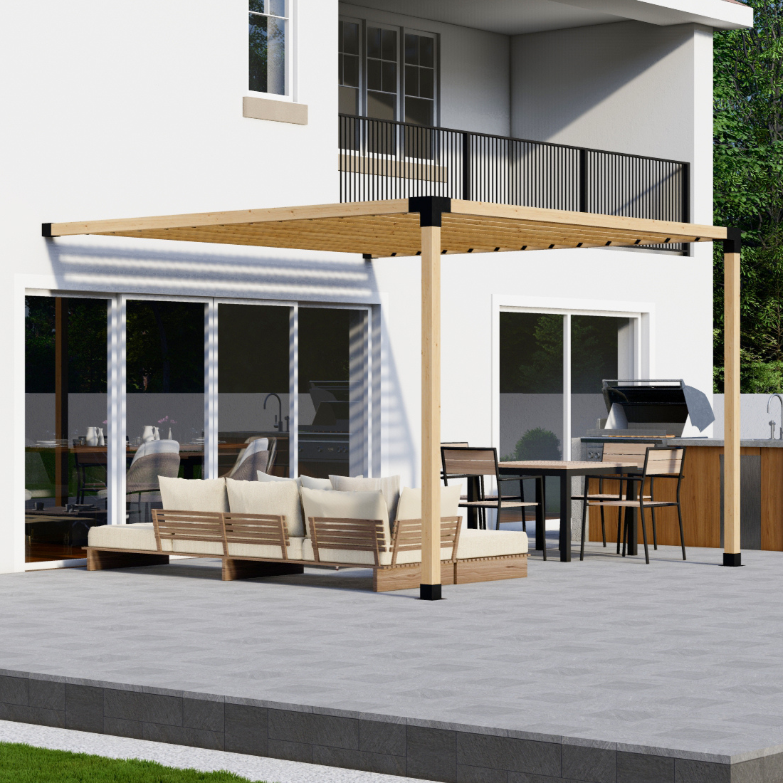 DIY Pergola Bracket Kit for an Attached Pergola With Slatted Roof - Any Size Up to 12' x 12'.