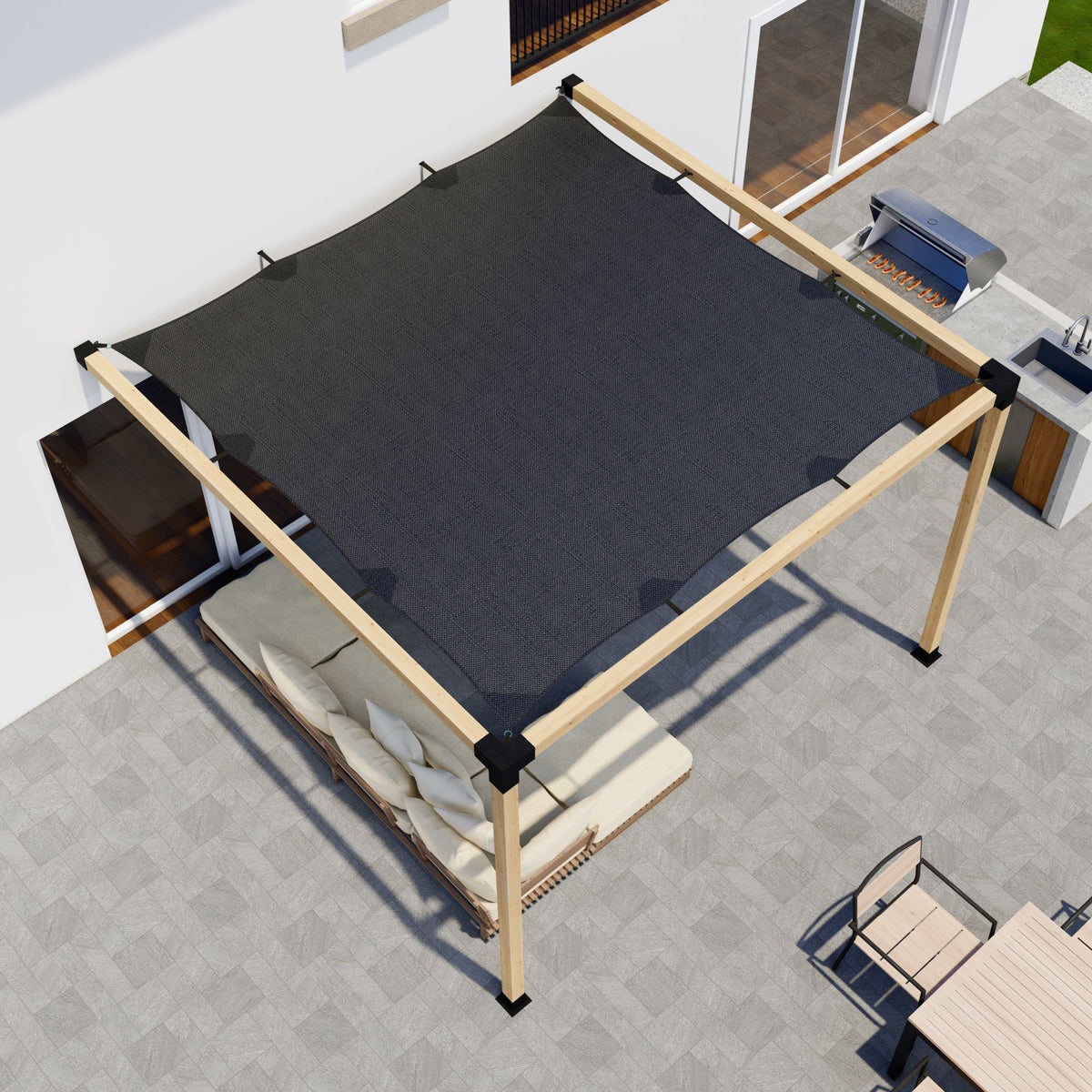 DIY Pergola Kit for an Attached Pergola With Canopy - Any Size Up to 12' x 12'.