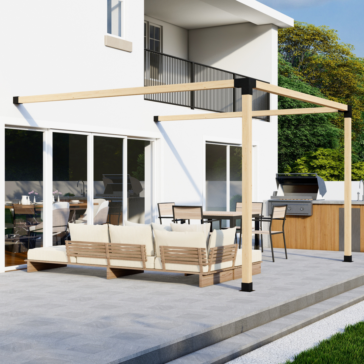 DIY Pergola Bracket Kit for an Attached Pergola Frame - Any Size Up to 12' x 12'.
