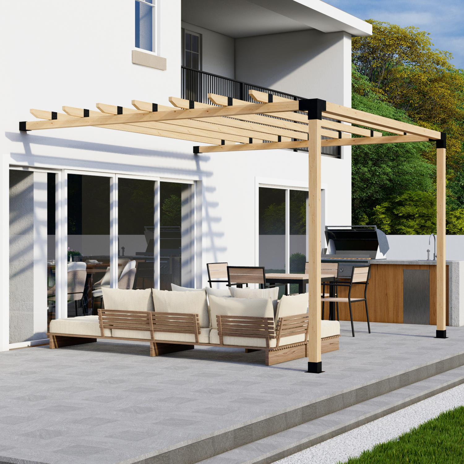 DIY Pergola Bracket Kit for an Attached Pergola With Roof Rafters - Any Size Up to 12' x 12'.