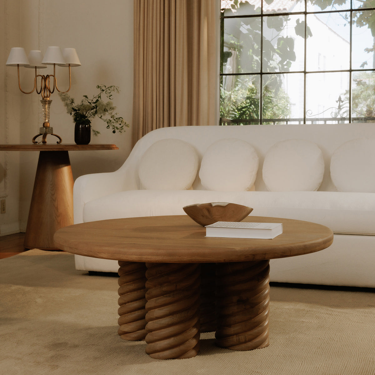 Treccia Round Coffee Table Oak view 8