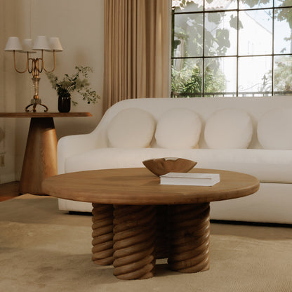 Treccia Round Coffee Table Oak view 8