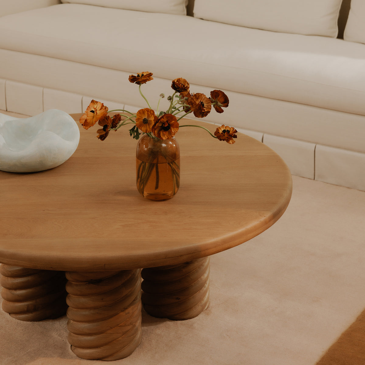 Treccia Round Coffee Table Oak view 6