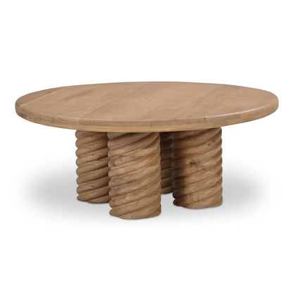 Treccia Round Coffee Table Oak view 3
