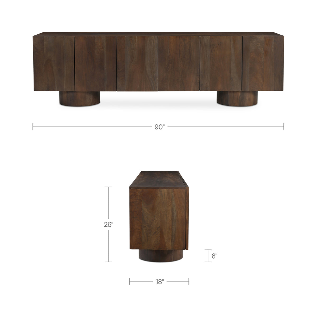 Hadley Media Unit Warm Brown dimensions