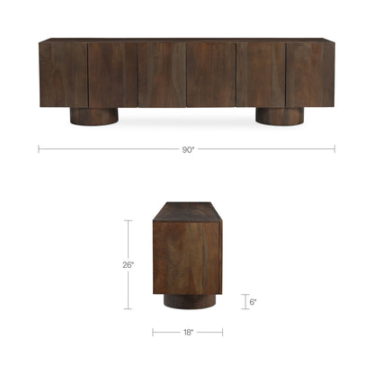 Hadley Media Unit Warm Brown dimensions