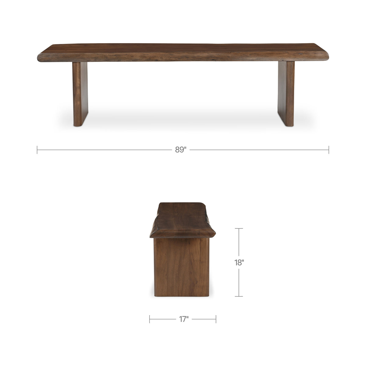 Lila Dining Bench Large Brown dimensions
