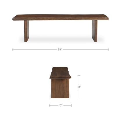 Lila Dining Bench Large Brown dimensions