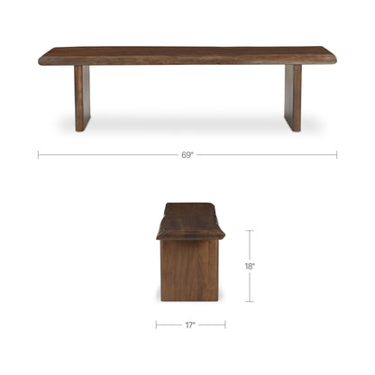 Lila Dining Bench Small Brown dimensions