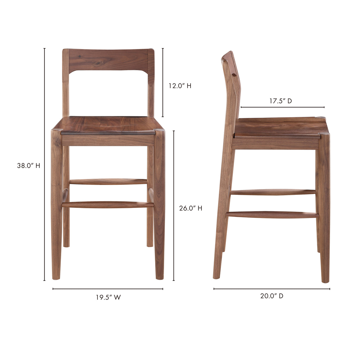Owing Counter Stool Walnut Brown - view 10
