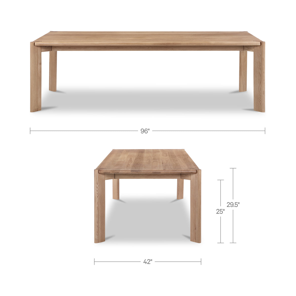 Daifuku Large Dining Table Brushed Natural Oak dimensions