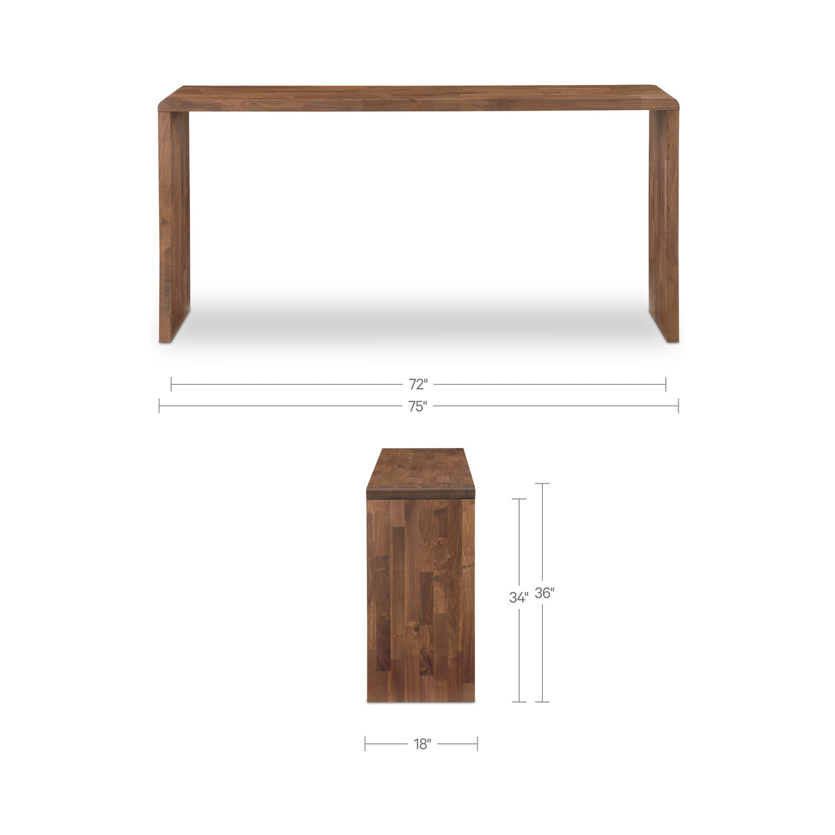 Carrie Counter Table Walnut dimensions