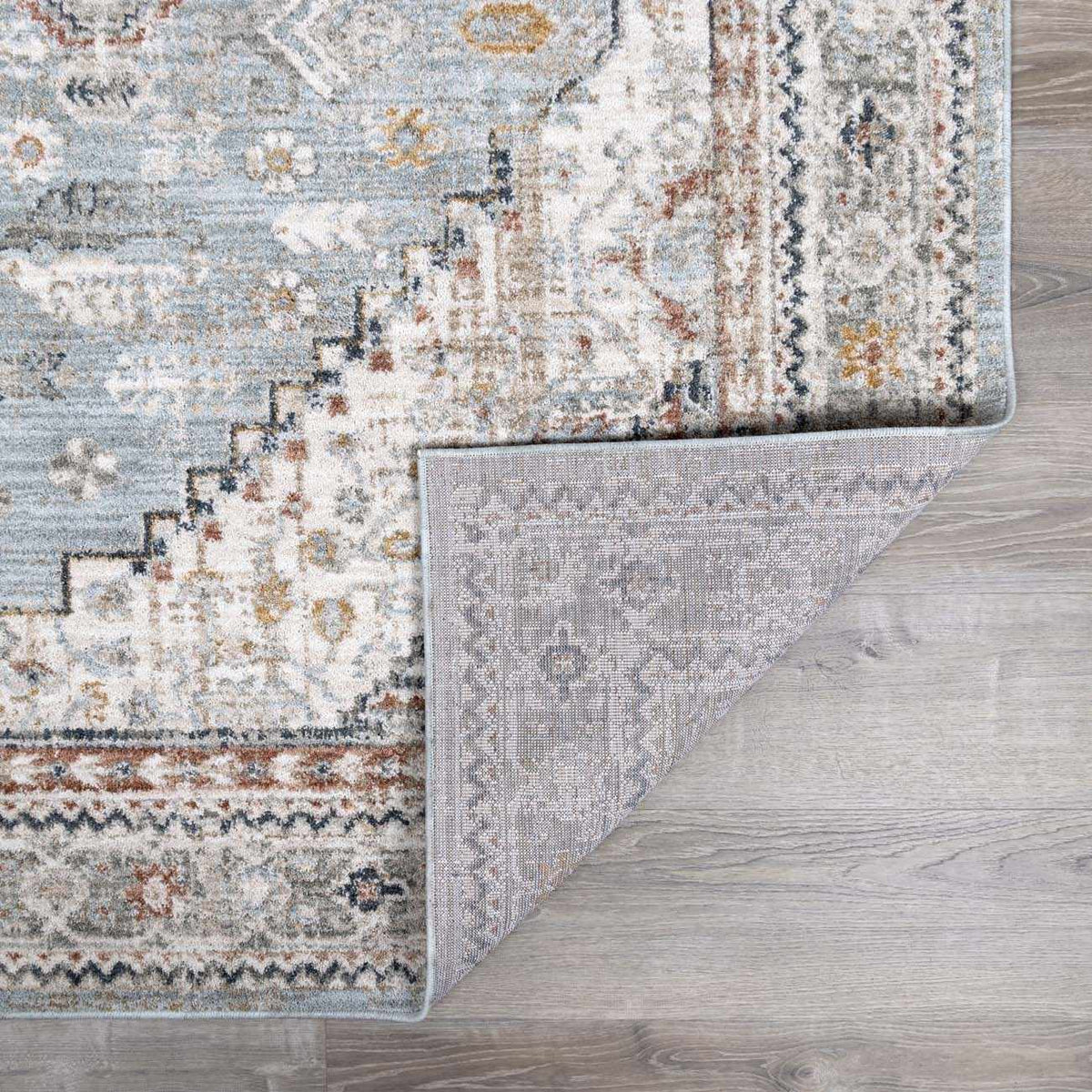 Kouta Gray Blue Area Rug.