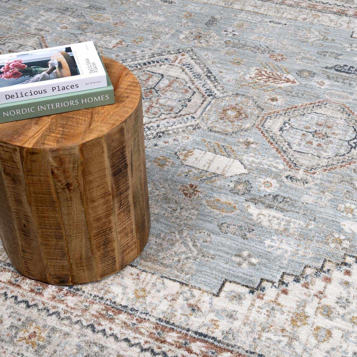 Kouta Gray Blue Area Rug.