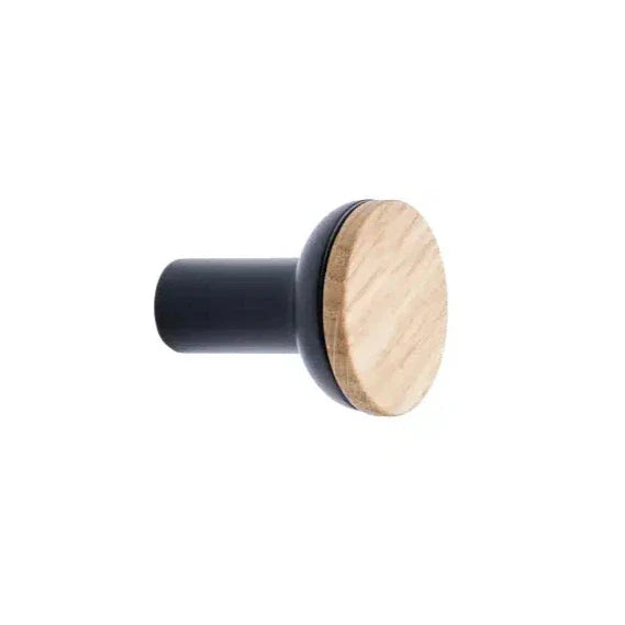 Black and Oak Wood "Bis" Cabinet Knob and Drawer Handle