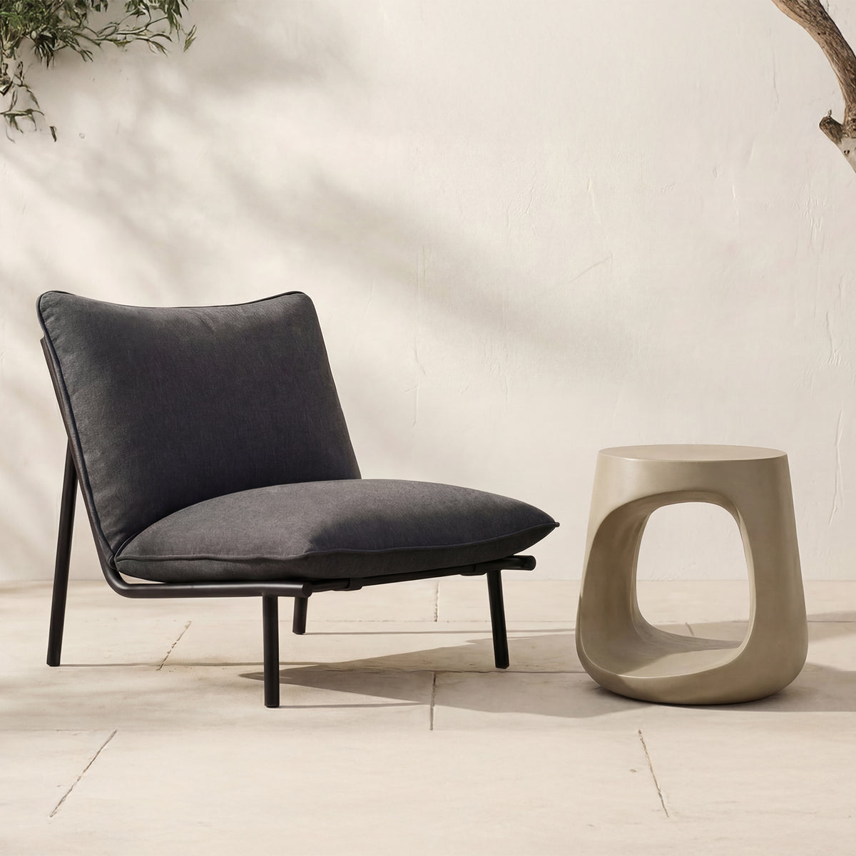 Rothko Outdoor Stool Cream lifestyle image
