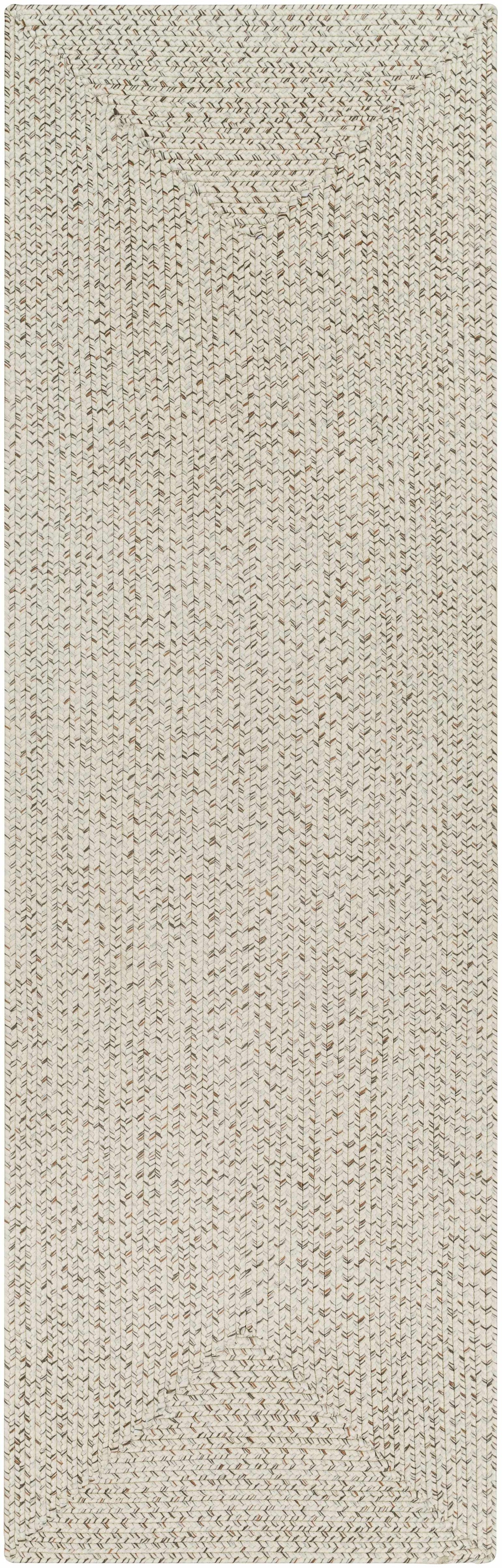 Beige Braided Faux Jute Outdoor Rug.
