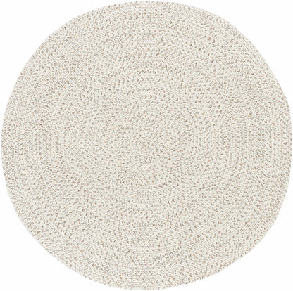 Beige Braided Faux Jute Outdoor Rug.