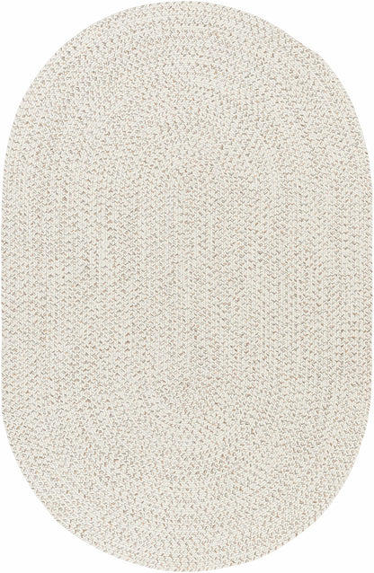 Beige Braided Faux Jute Outdoor Rug.