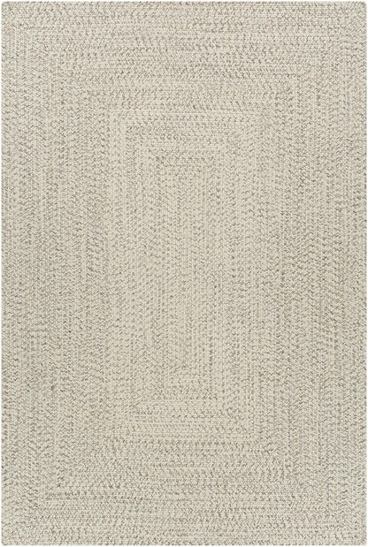 Beige Braided Faux Jute Outdoor Rug.