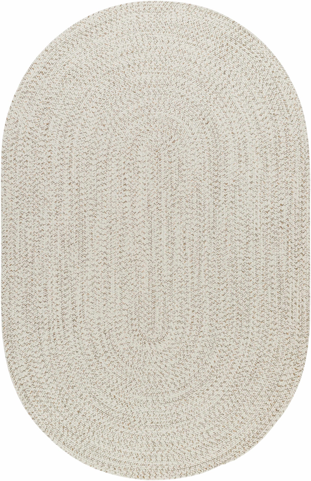 Beige Braided Faux Jute Outdoor Rug.