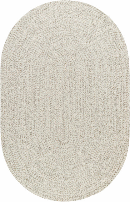 Beige Braided Faux Jute Outdoor Rug.