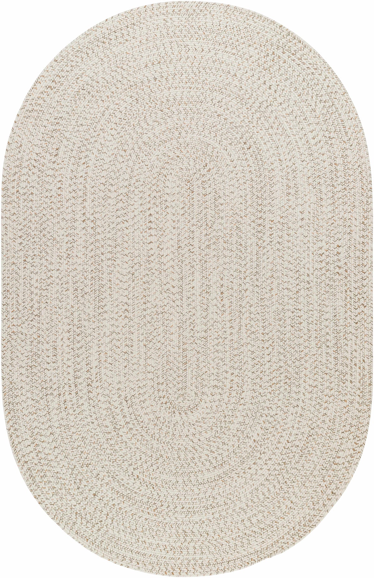 Beige Braided Faux Jute Outdoor Rug.