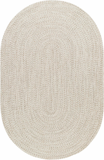 Beige Braided Faux Jute Outdoor Rug.