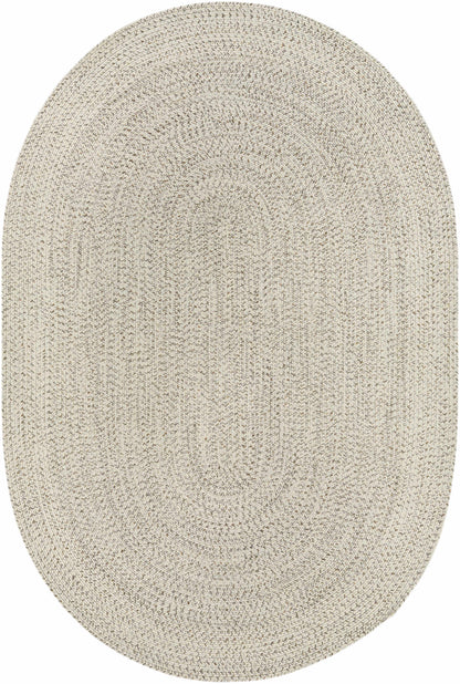 Beige Braided Faux Jute Outdoor Rug.