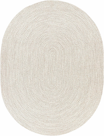 Beige Braided Faux Jute Outdoor Rug.