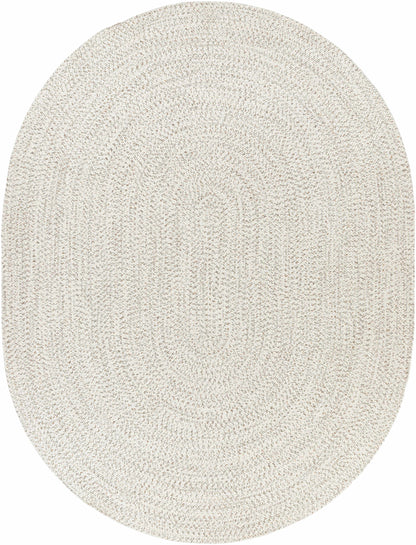 Beige Braided Faux Jute Outdoor Rug.