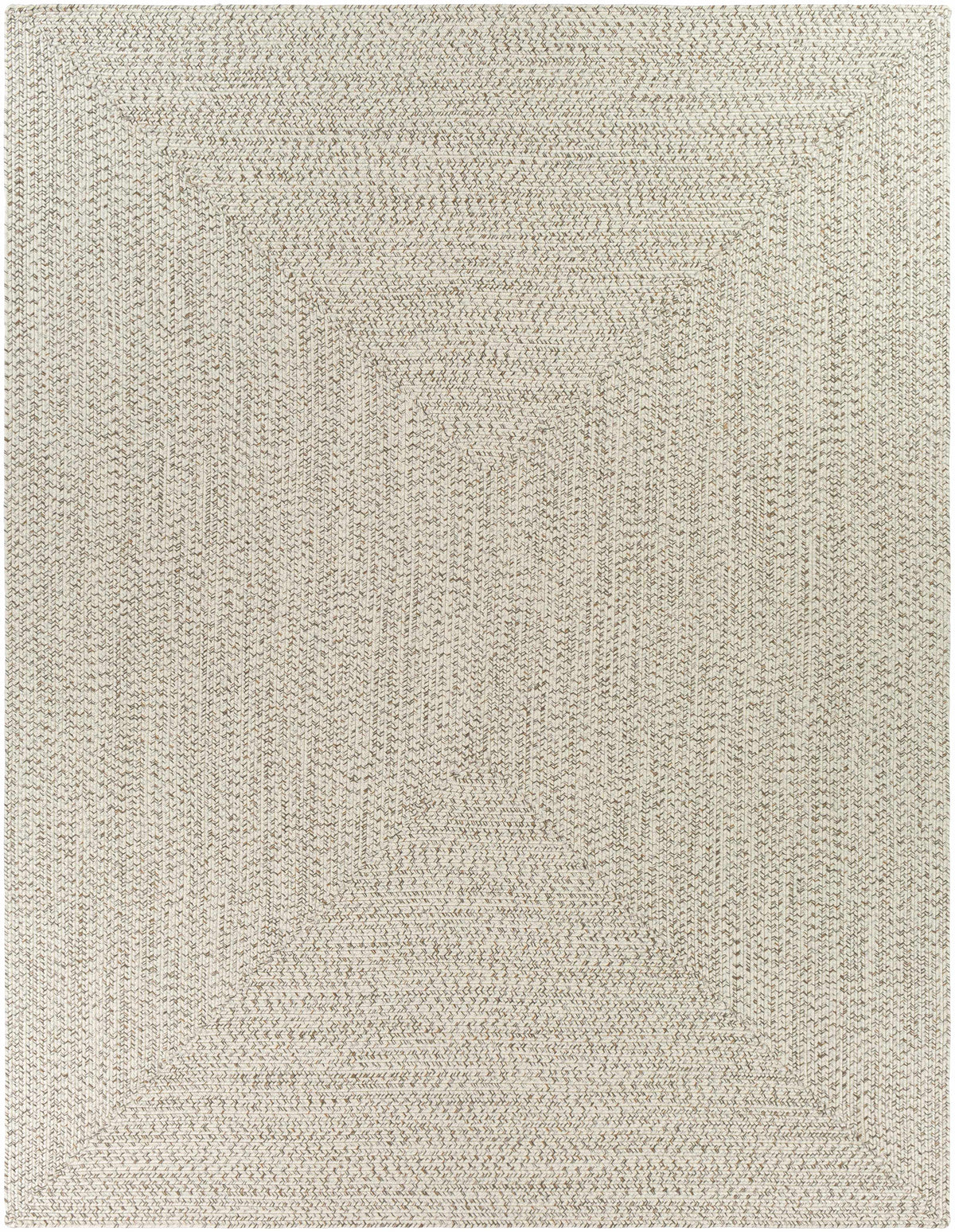 Beige Braided Faux Jute Outdoor Rug.