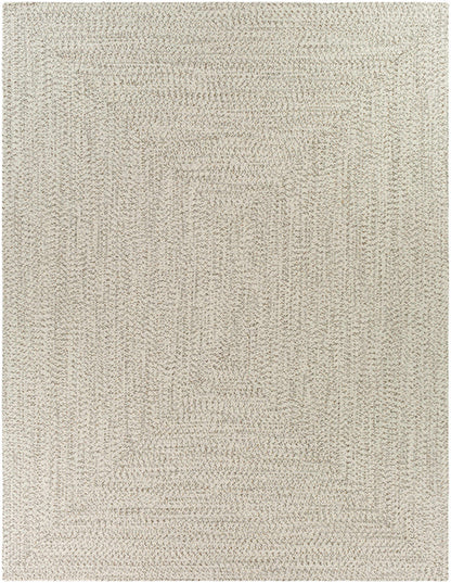 Beige Braided Faux Jute Outdoor Rug.