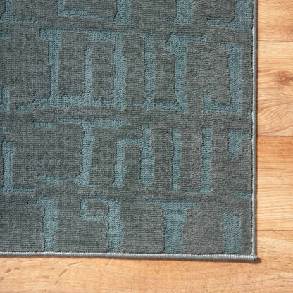 Dragan Teal Modern Washable Area Rug