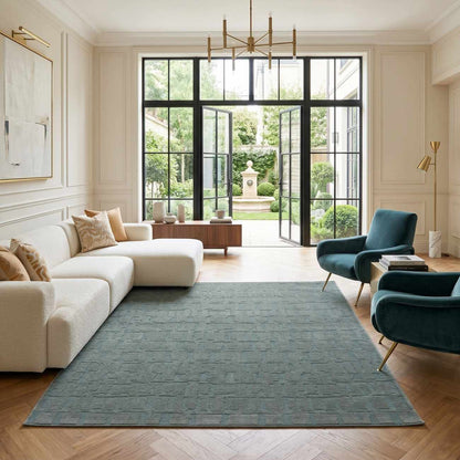 Dragan Teal Modern Washable Area Rug