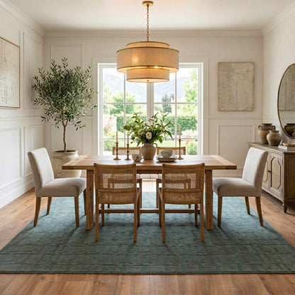 Dragan Teal Modern Washable Area Rug