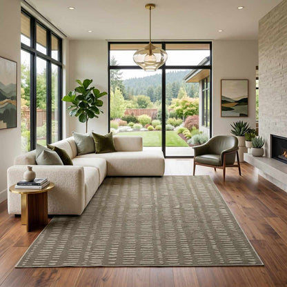 Dragos Green Modern Washable Area Rug