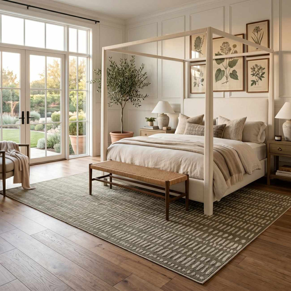Dragos Green Modern Washable Area Rug