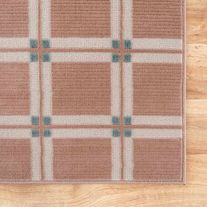 Karida Terracotta Plaid Washable Area Rug