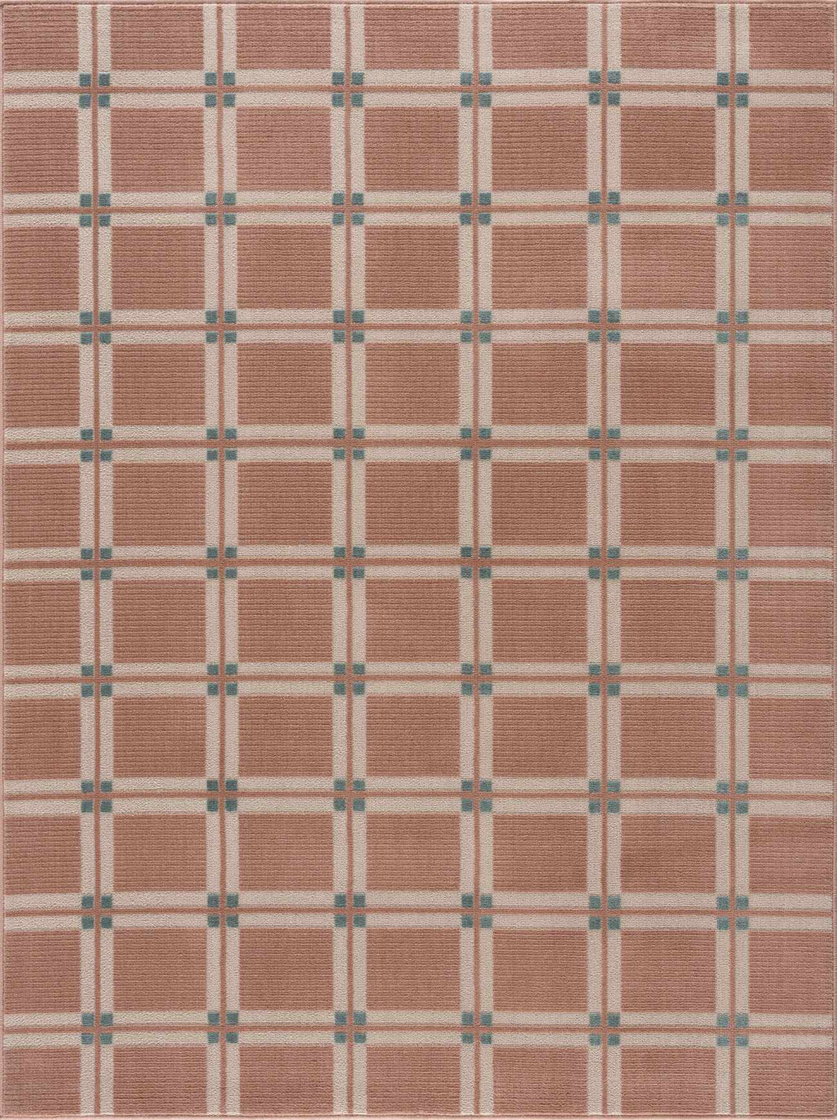Karida Terracotta Plaid Washable Area Rug