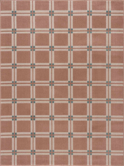 Karida Terracotta Plaid Washable Area Rug