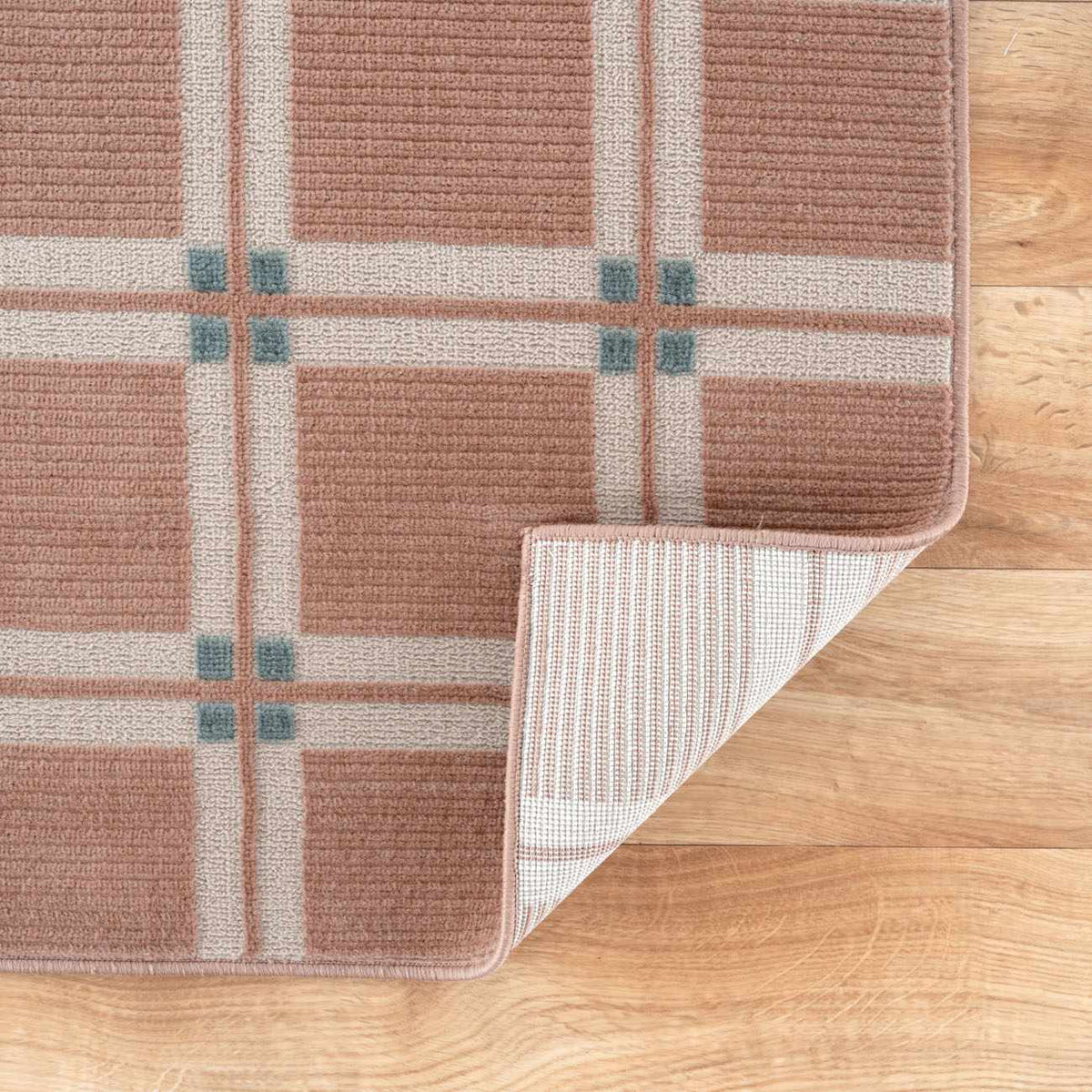 Karida Terracotta Plaid Washable Area Rug