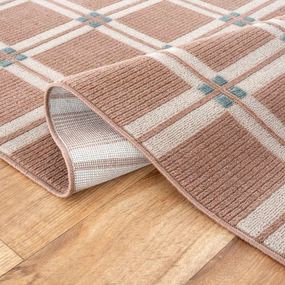 Karida Terracotta Plaid Washable Area Rug