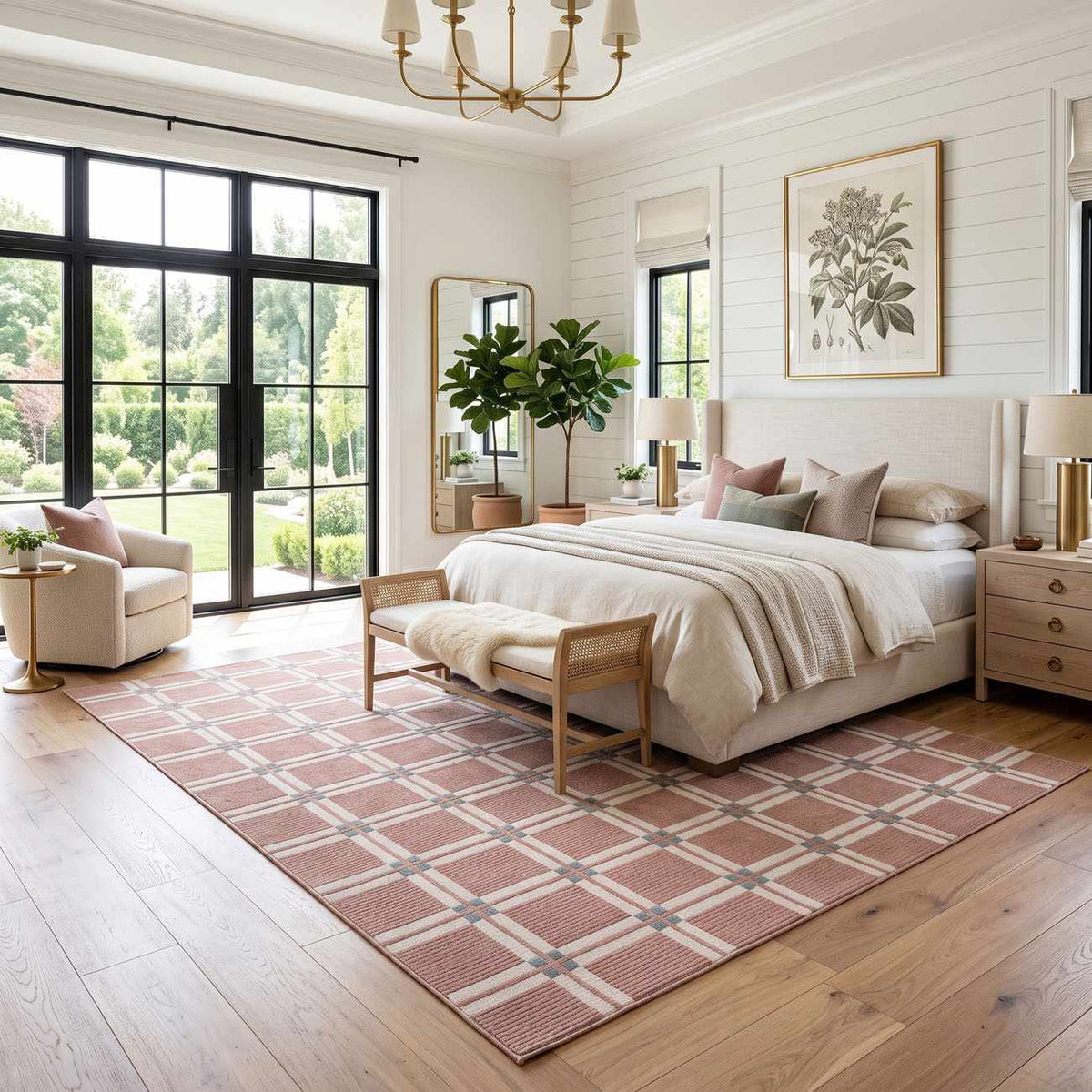 Karida Terracotta Plaid Washable Area Rug