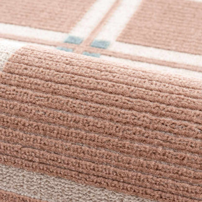 Karida Terracotta Plaid Washable Area Rug