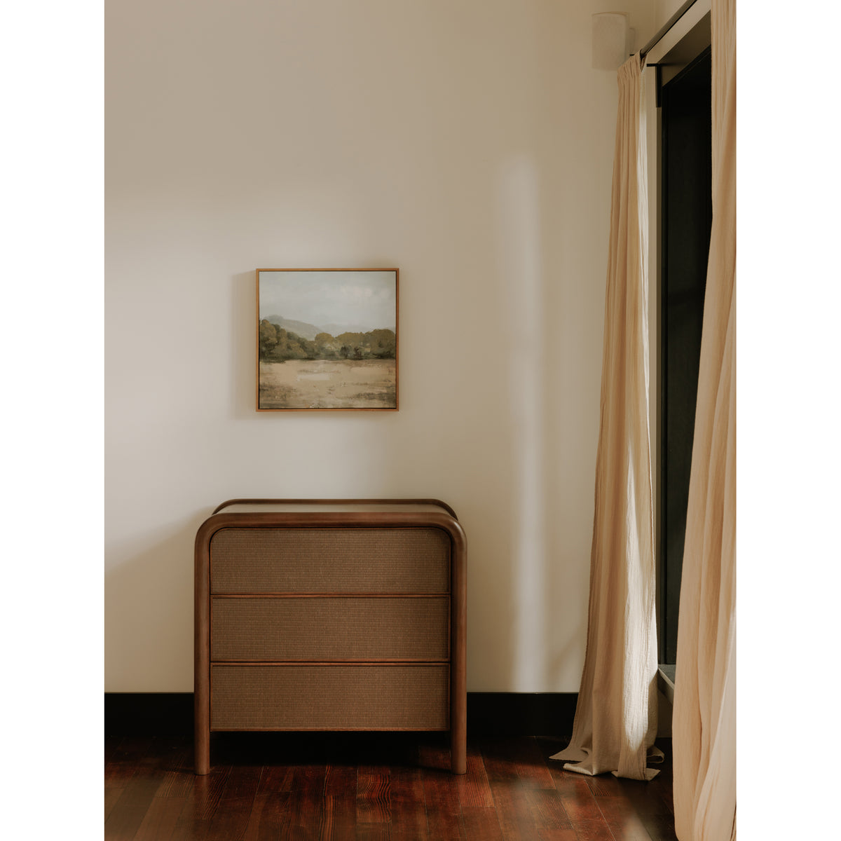 Rye 3 Drawer Nightstand Warm Brown lifestyle image